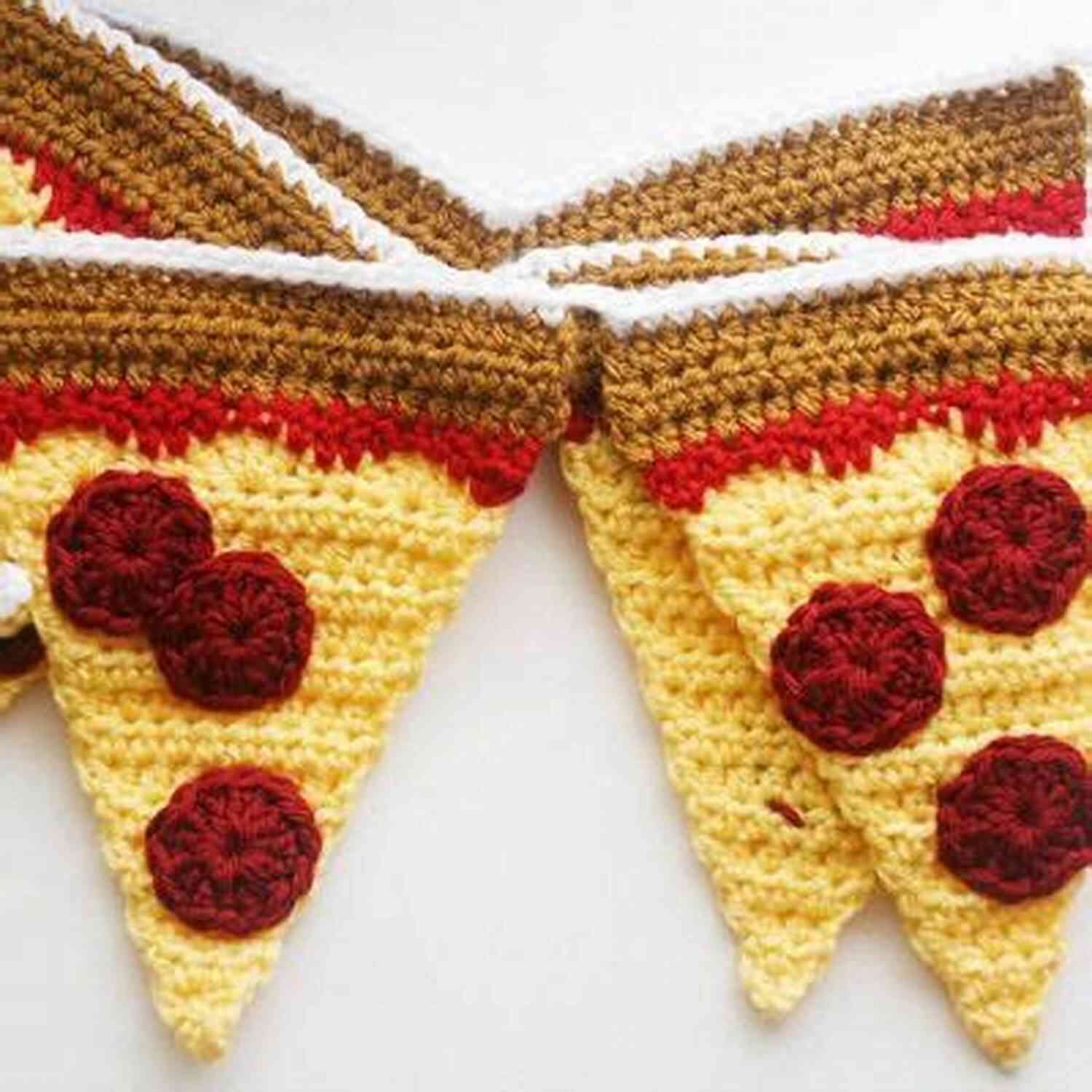 Assortment Of Crochet Food Appliques Including Ice Cream, Pizza, And Watermelon 5 Easy And Fun Crochet Applique Patterns