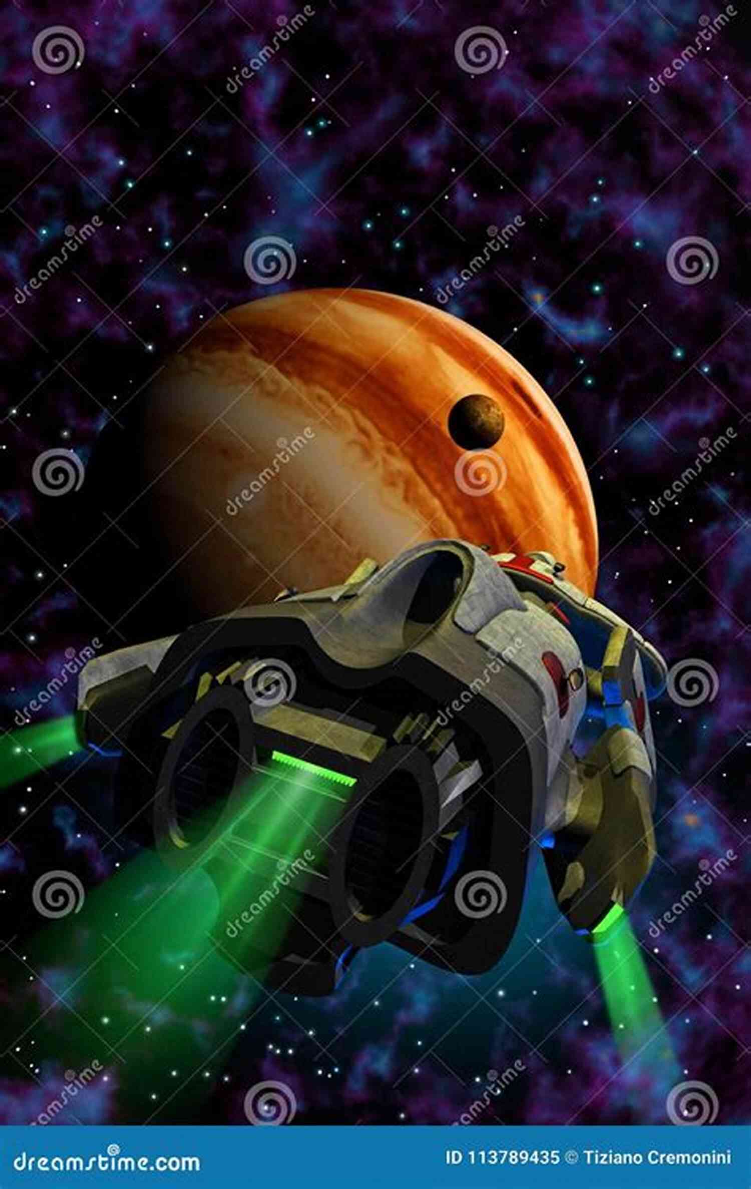 Illustration Of Larry The Alien Exploring The Universe. The Adventures Of Larry The Alien