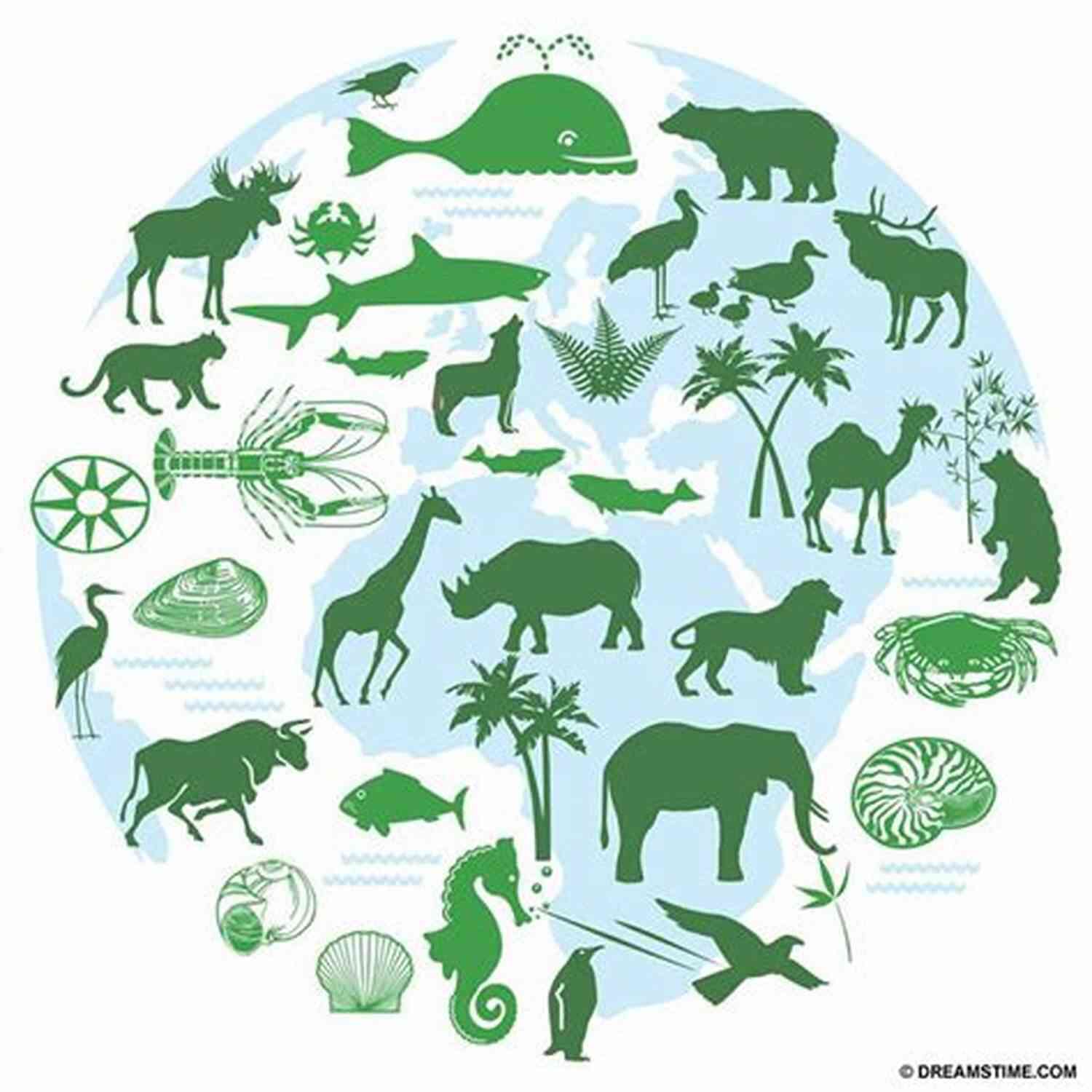 Illustration Of A Beautiful Green Earth With Diverse Flora And Fauna Poems For A Greener Earth