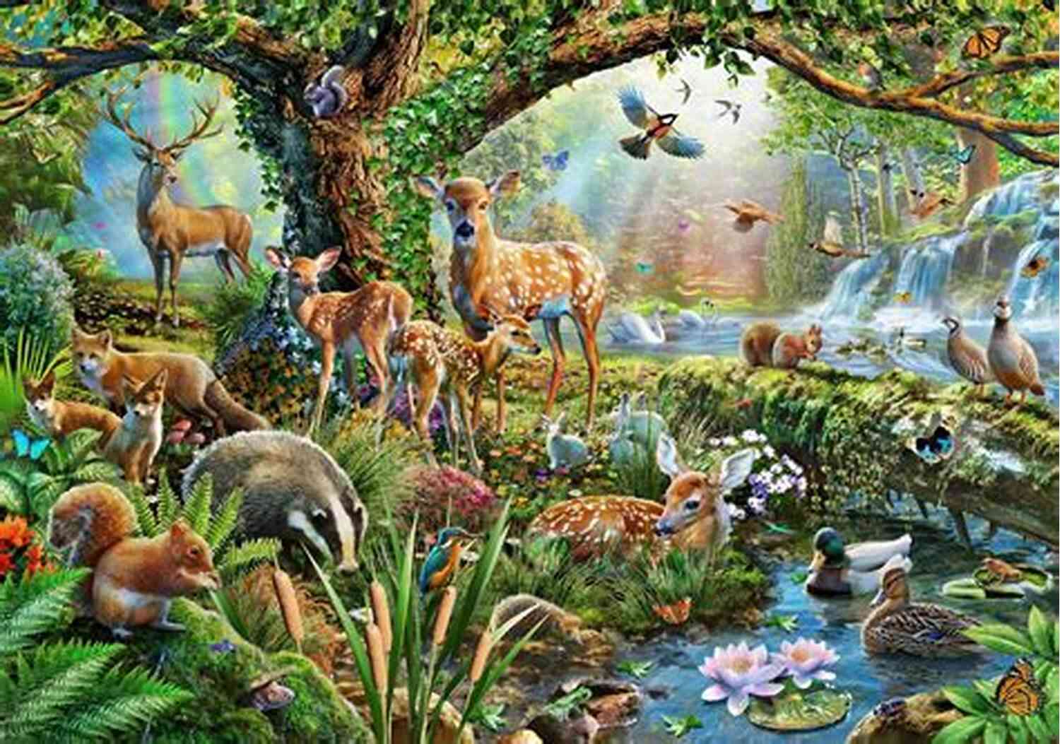 Illustration Of Butterflies, Flowers, And Woodland Creatures Gathered Under The Moonlight The Butterflys Ball And The Grasshoppers Feast
