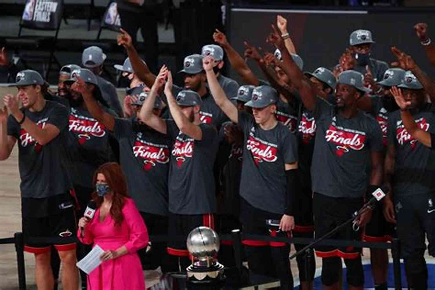 Miami Heat Players Celebrating Victory In A Basketball Game Miami Heat: Will The Heat 3 Peat?